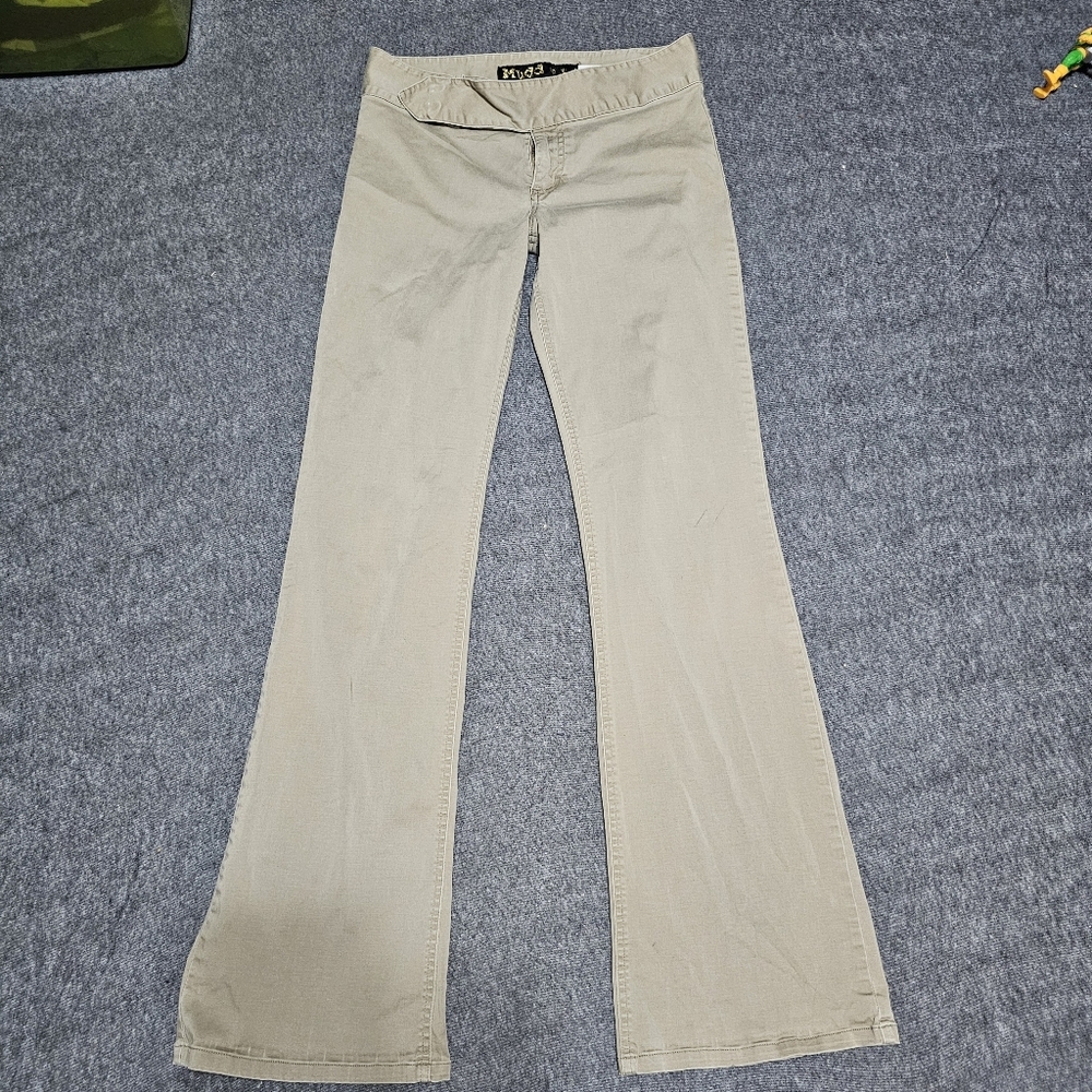 Vintage Mudd Flare Jeans Crossover Waist Khaki Size 5